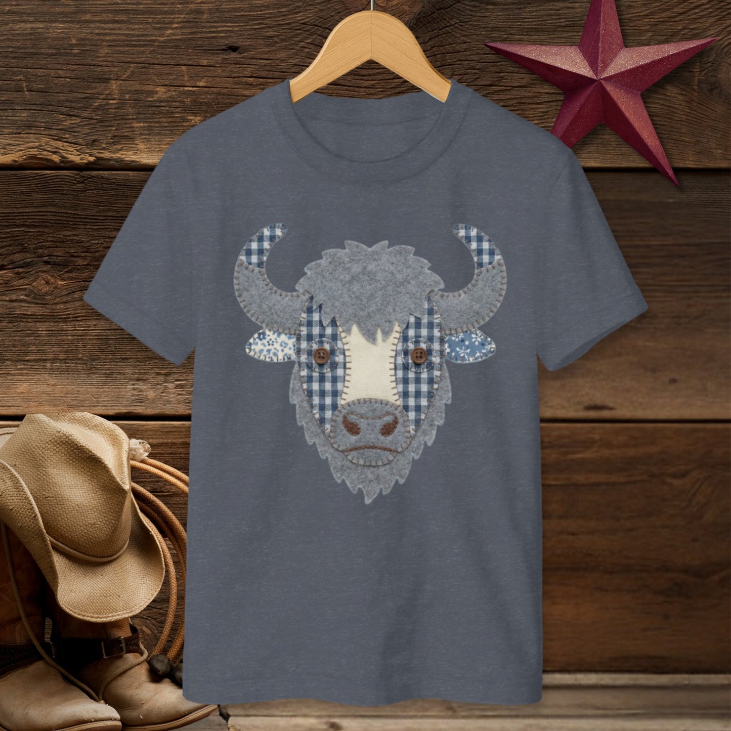 Faux Patchwork Bison T-shirt (Youth)