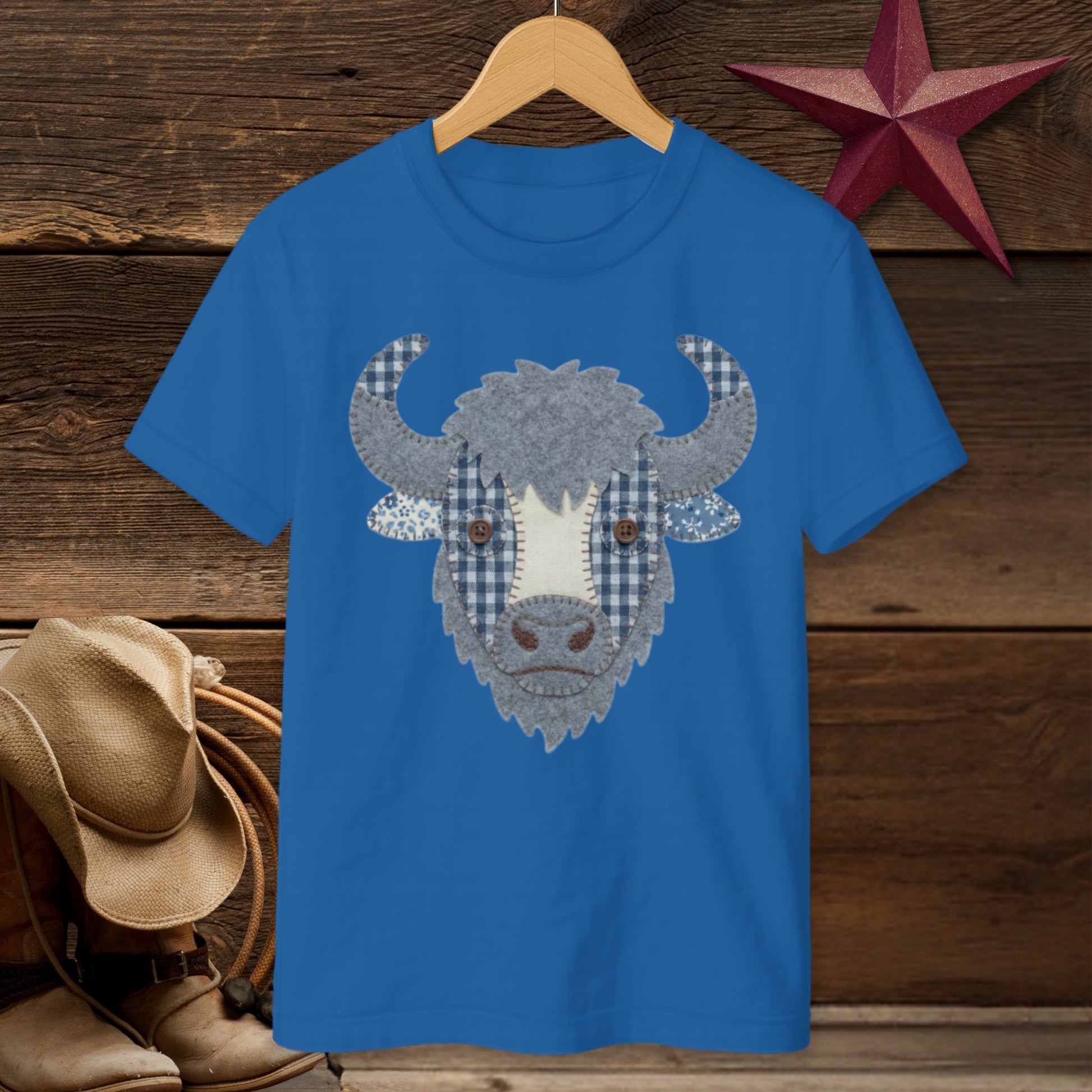 Faux Patchwork Bison T-shirt (Youth)