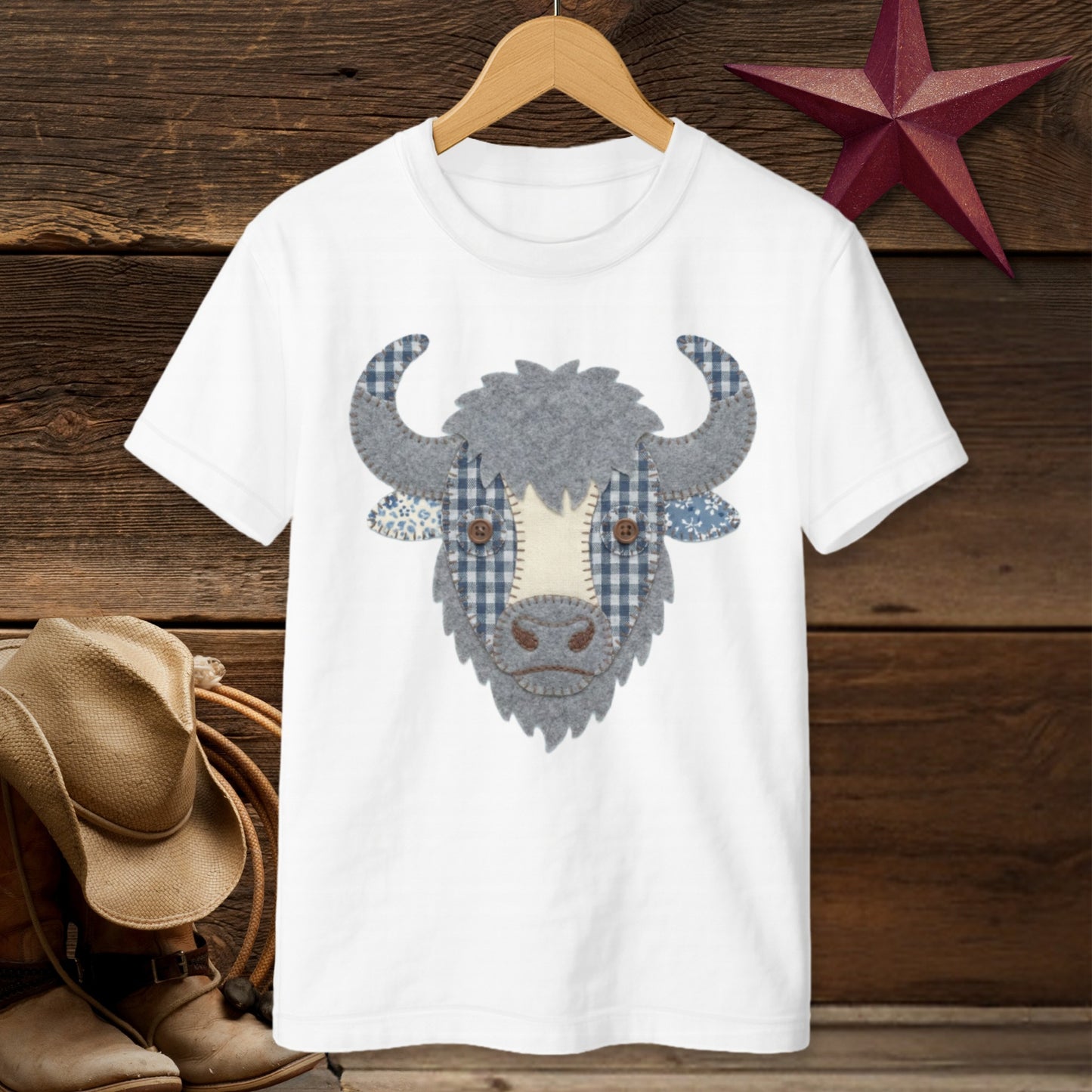 Faux Patchwork Bison T-shirt (Youth)
