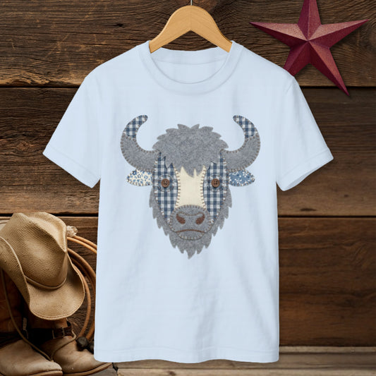 Faux Patchwork Bison T-shirt (Youth)