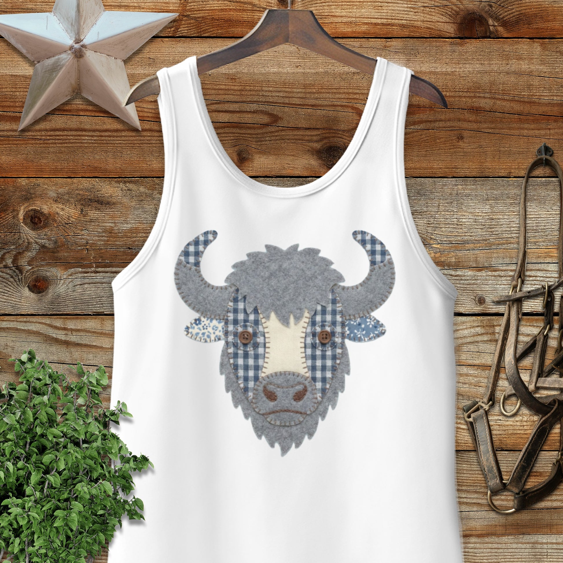 Faux Patchwork Bison Tank Top