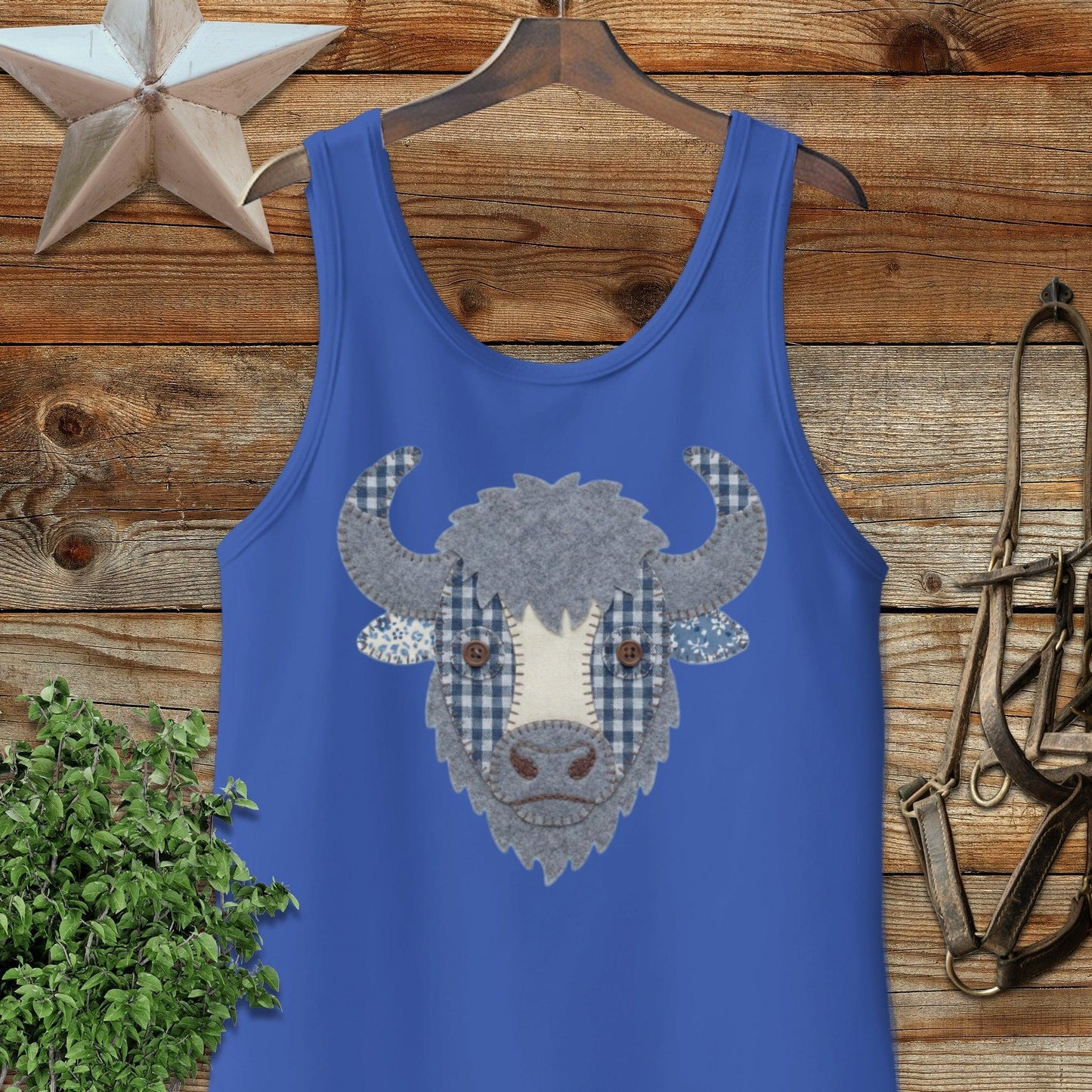 Faux Patchwork Bison Tank Top