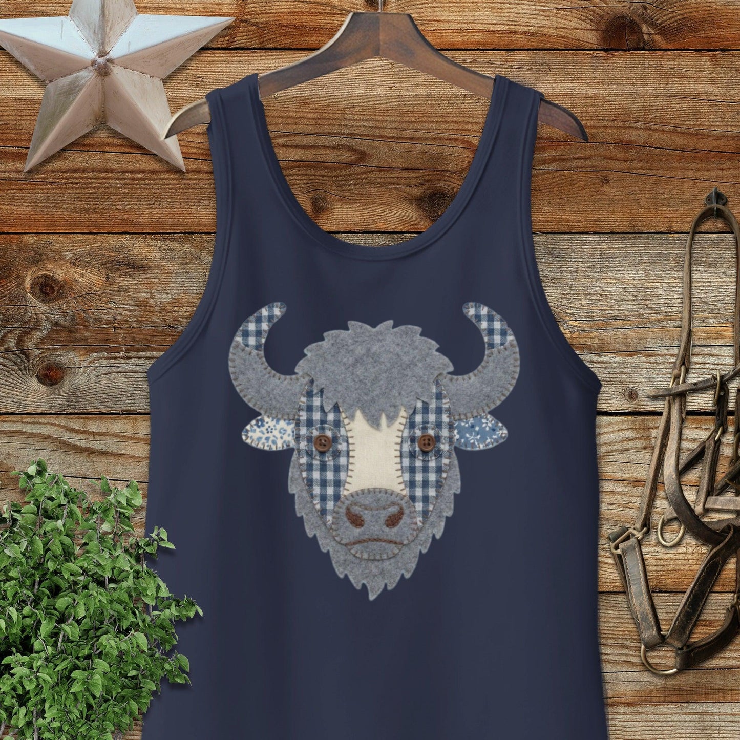 Faux Patchwork Bison Tank Top