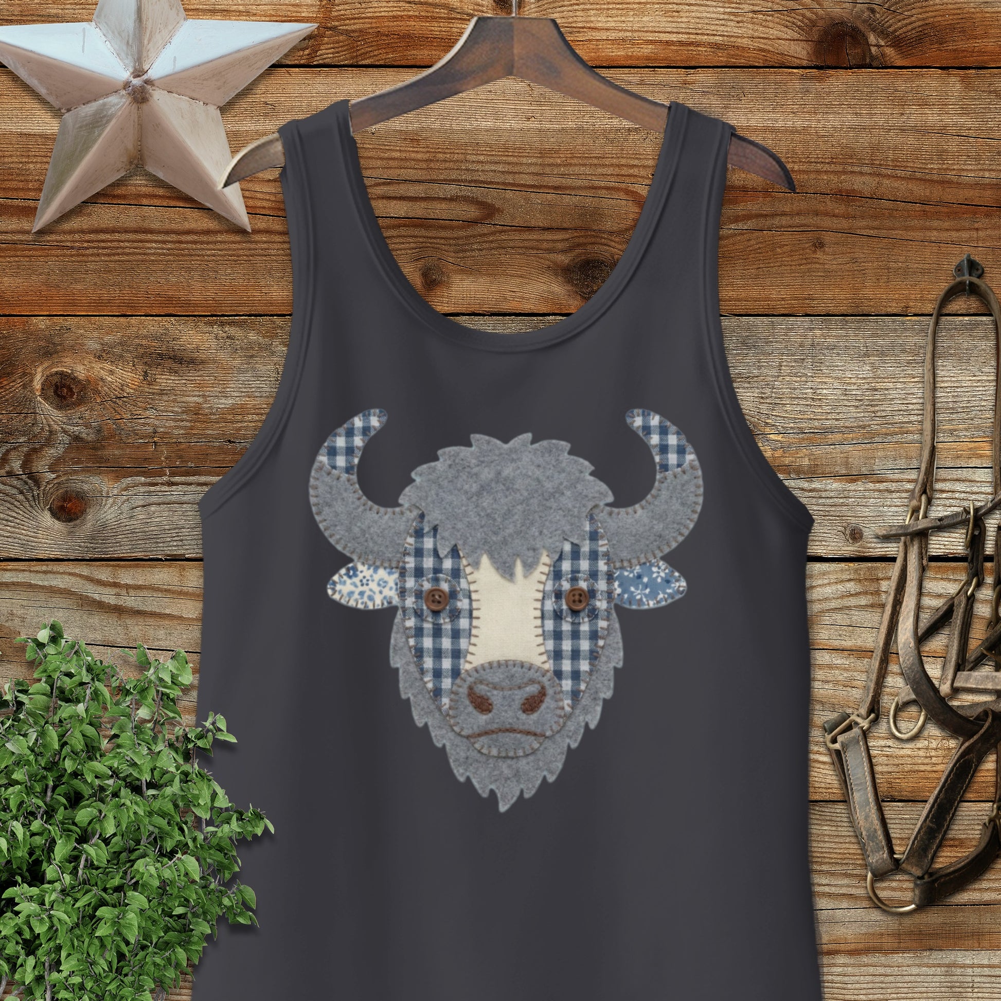 Faux Patchwork Bison Tank Top