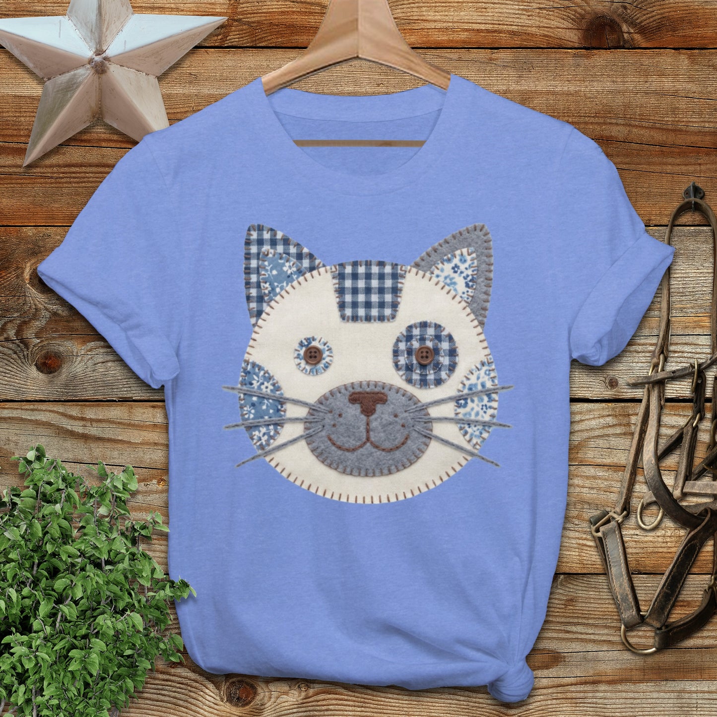 Faux Patchwork Cat Softstyle Tee