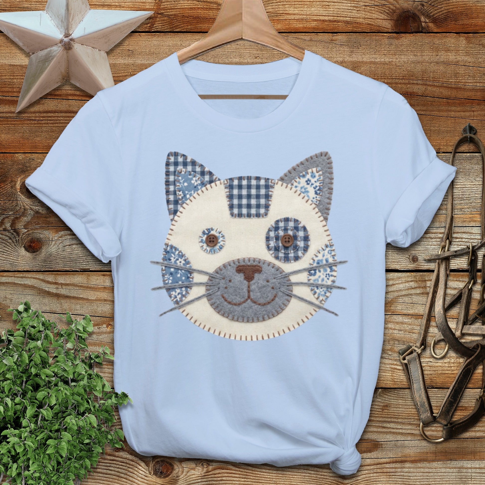 Faux Patchwork Cat Softstyle Tee