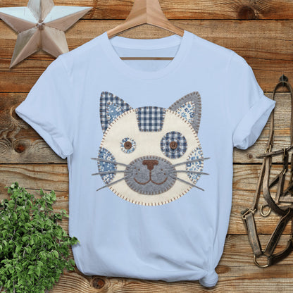 Faux Patchwork Cat Softstyle Tee