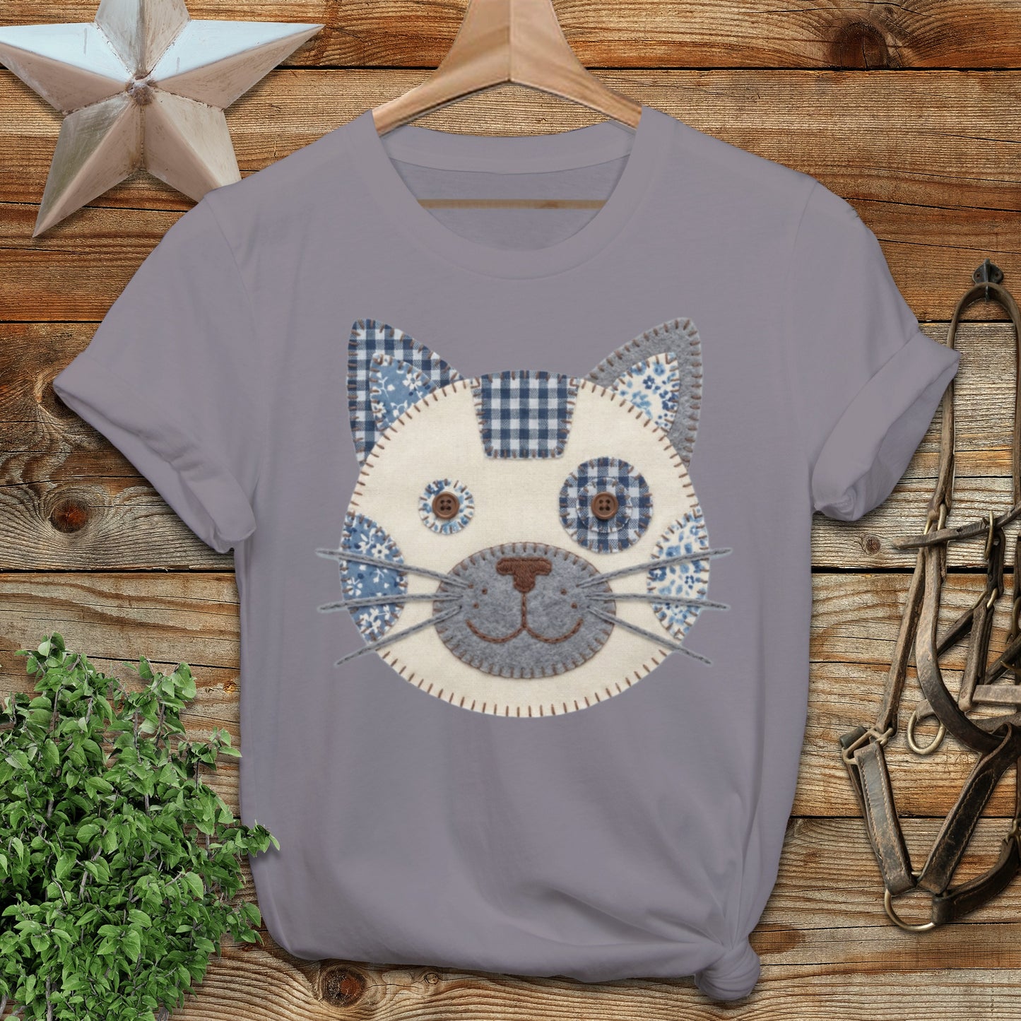 Faux Patchwork Cat Softstyle Tee