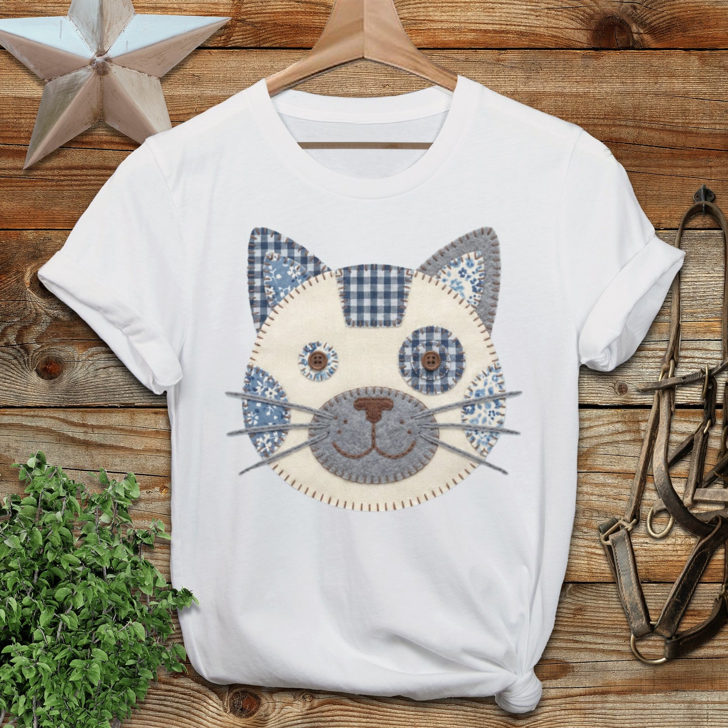 Faux Patchwork Cat Softstyle Tee