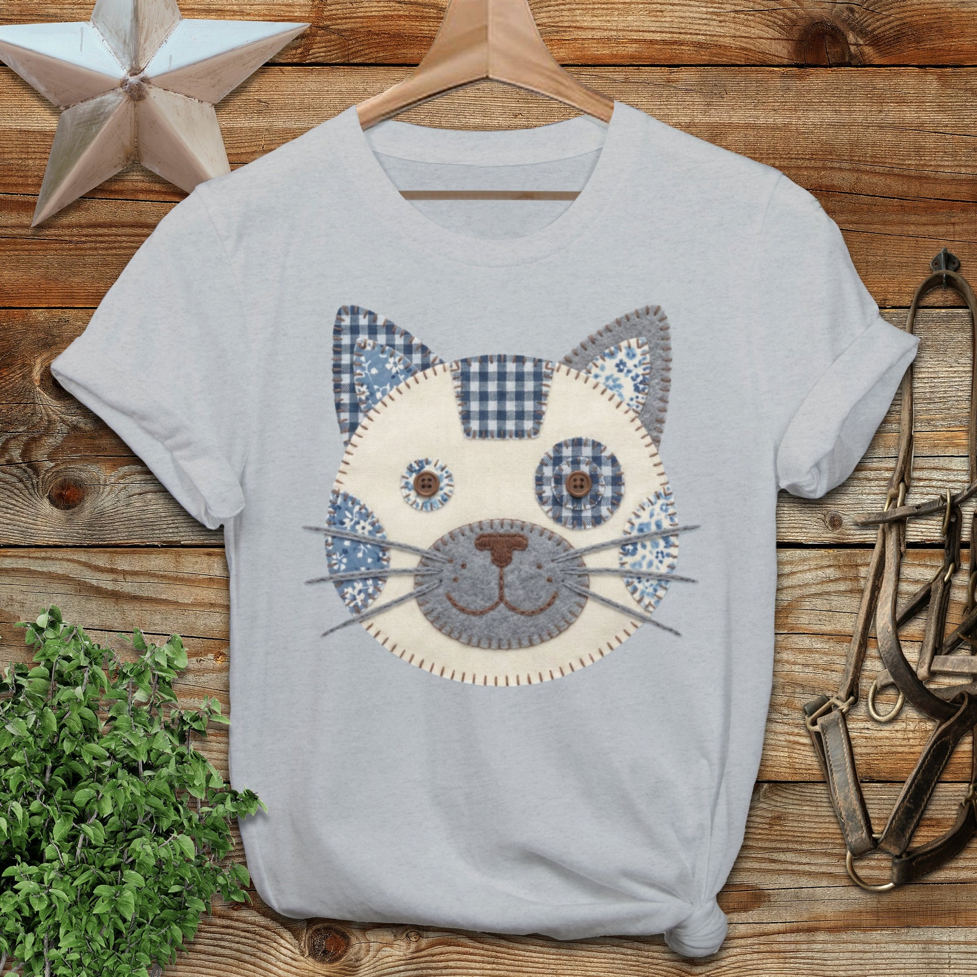 Faux Patchwork Cat Softstyle Tee