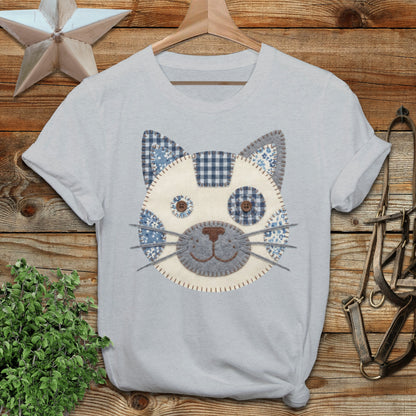 Faux Patchwork Cat Softstyle Tee