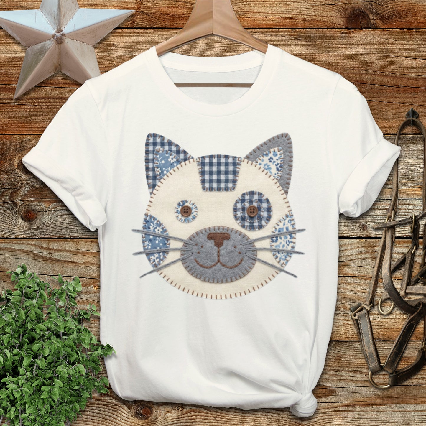 Faux Patchwork Cat Softstyle Tee