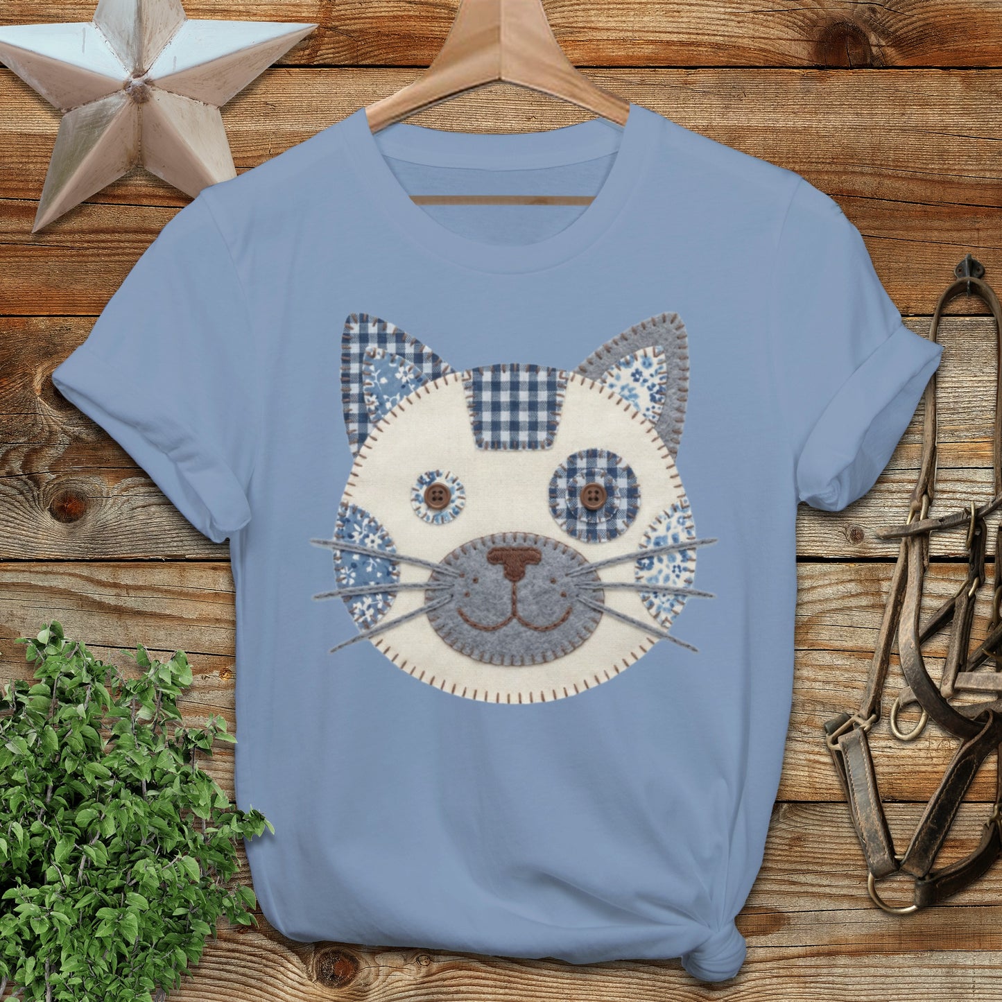 Faux Patchwork Cat Softstyle Tee