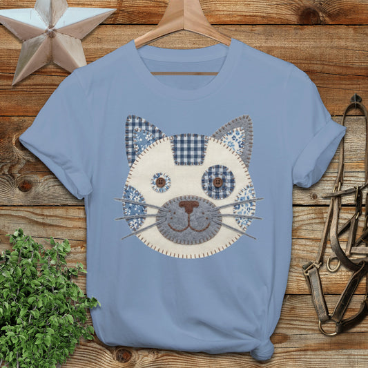 Faux Patchwork Cat Softstyle Tee