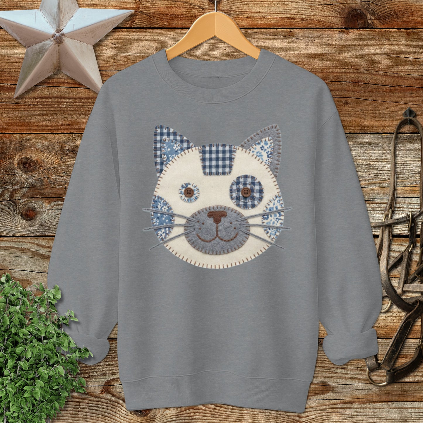 Faux Patchwork Cat Sweatshirt