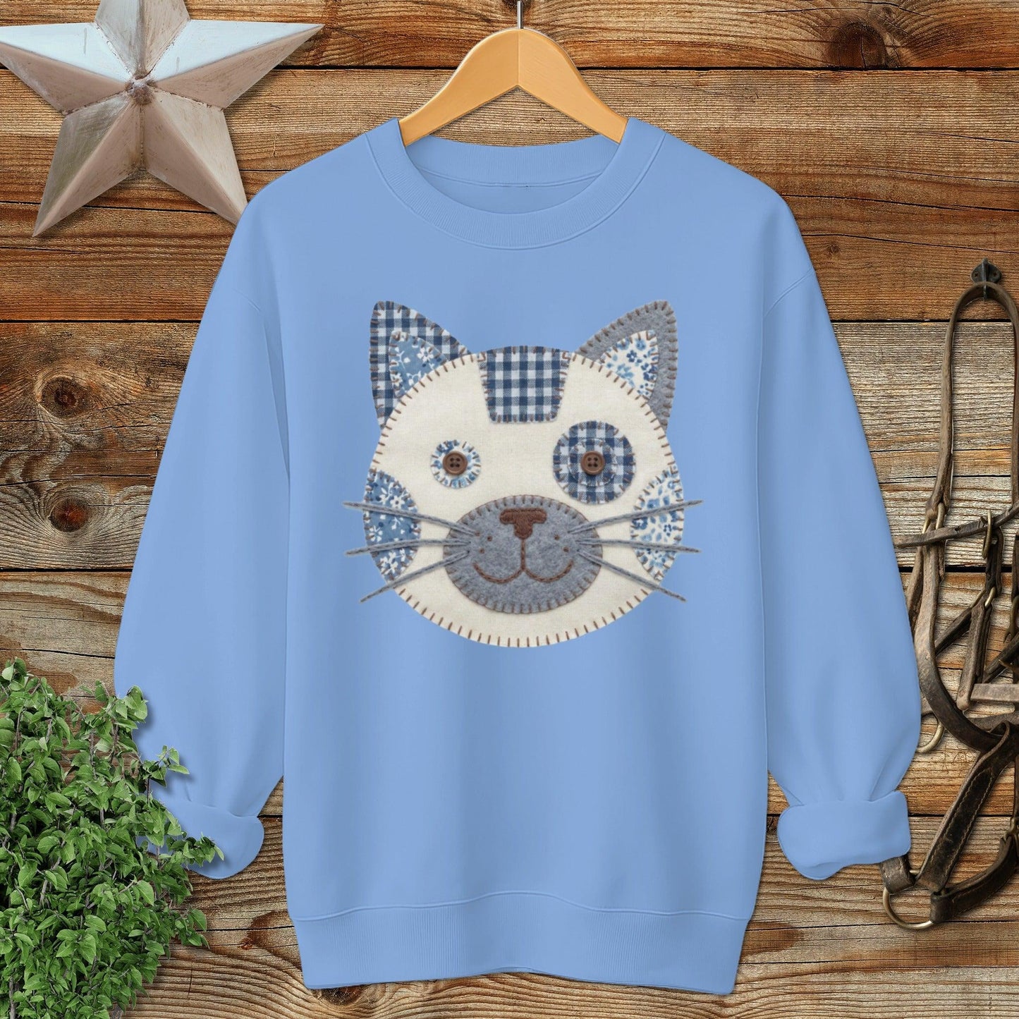 Faux Patchwork Cat Sweatshirt