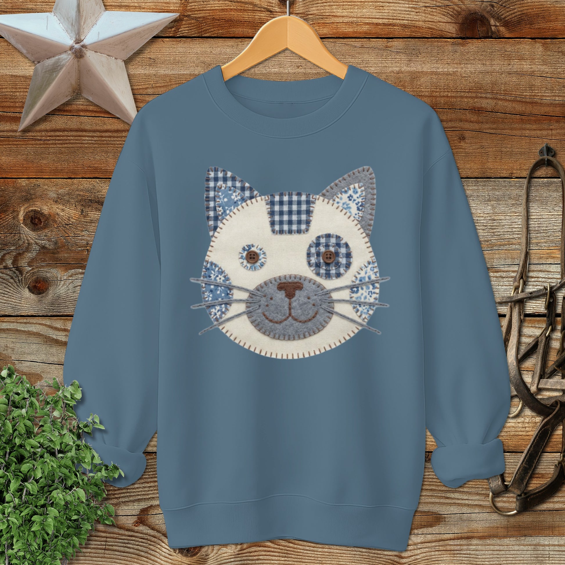 Faux Patchwork Cat Sweatshirt