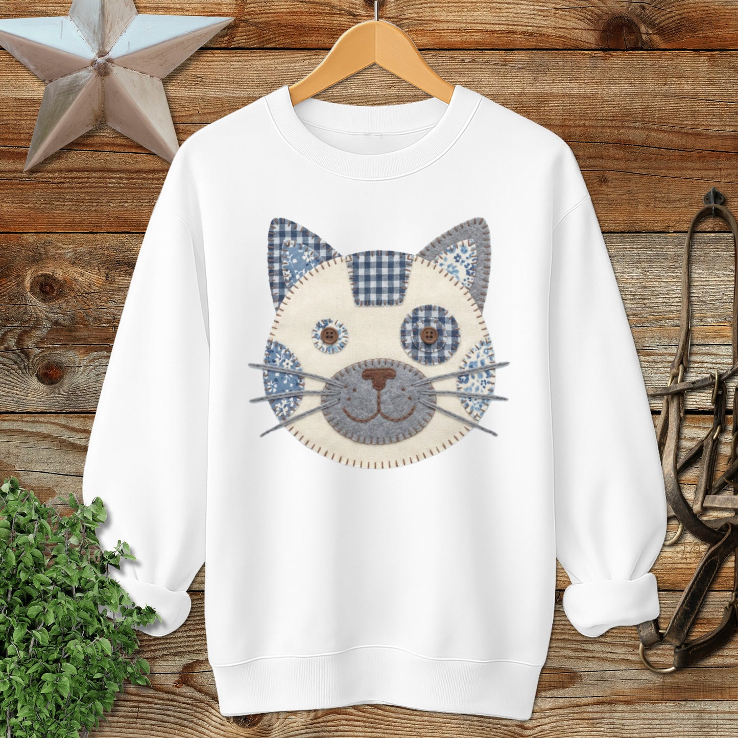 Faux Patchwork Cat Sweatshirt