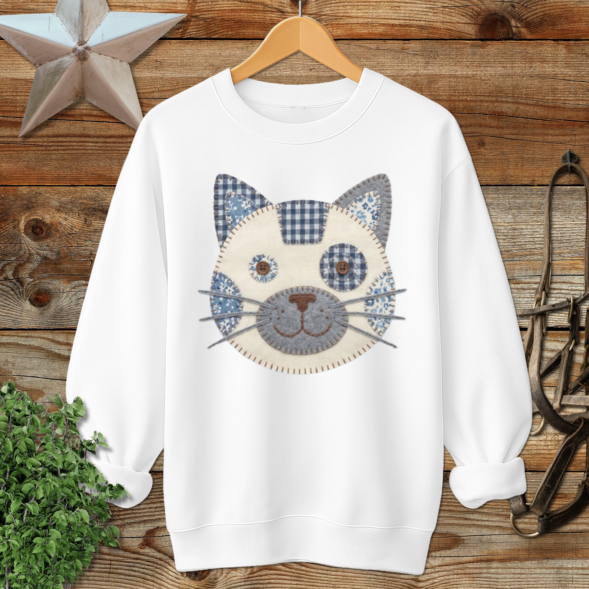 Faux Patchwork Cat Sweatshirt