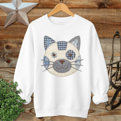 Faux Patchwork Cat Sweatshirt