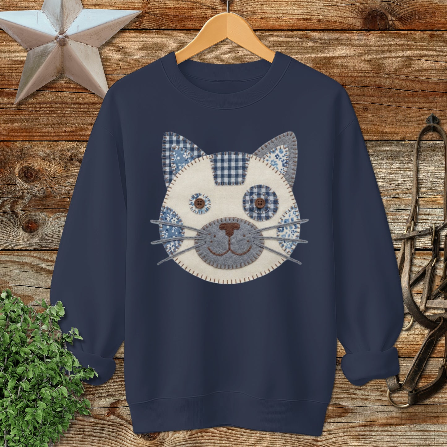 Faux Patchwork Cat Sweatshirt