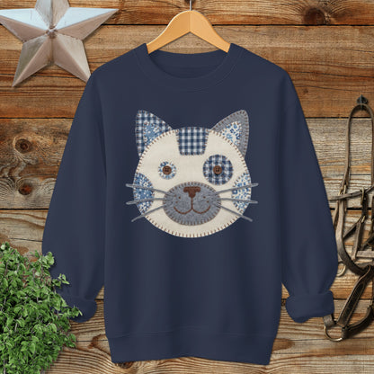 Faux Patchwork Cat Sweatshirt