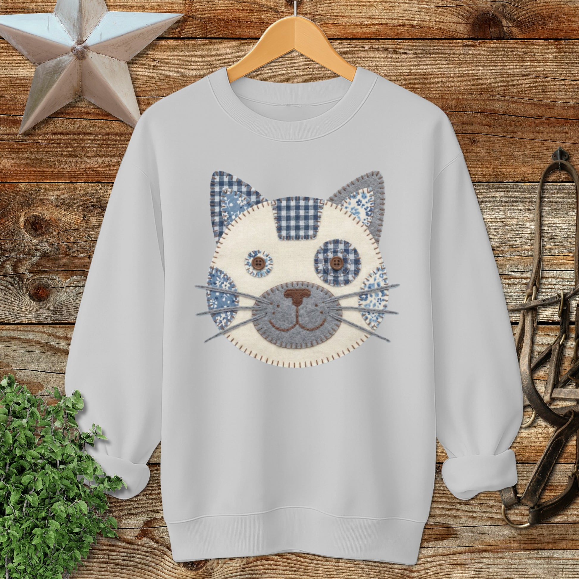 Faux Patchwork Cat Sweatshirt