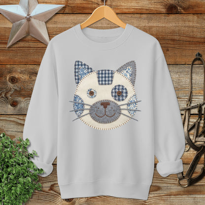 Faux Patchwork Cat Sweatshirt