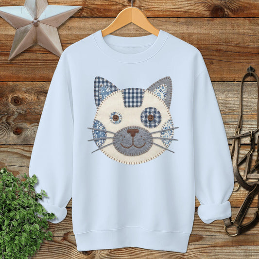 Faux Patchwork Cat Sweatshirt