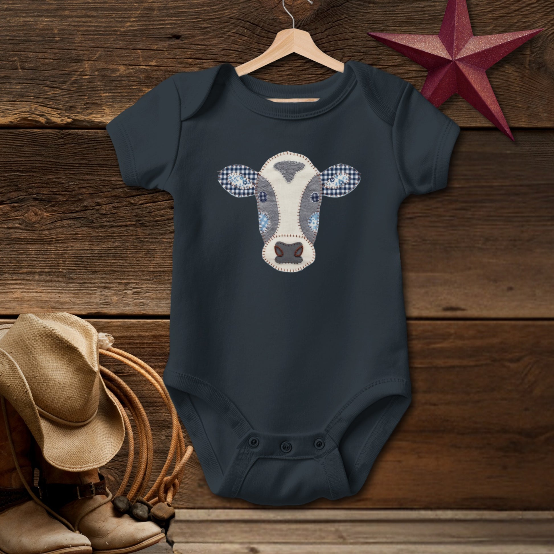 Faux Patchwork Cow Bodysuit (Baby)