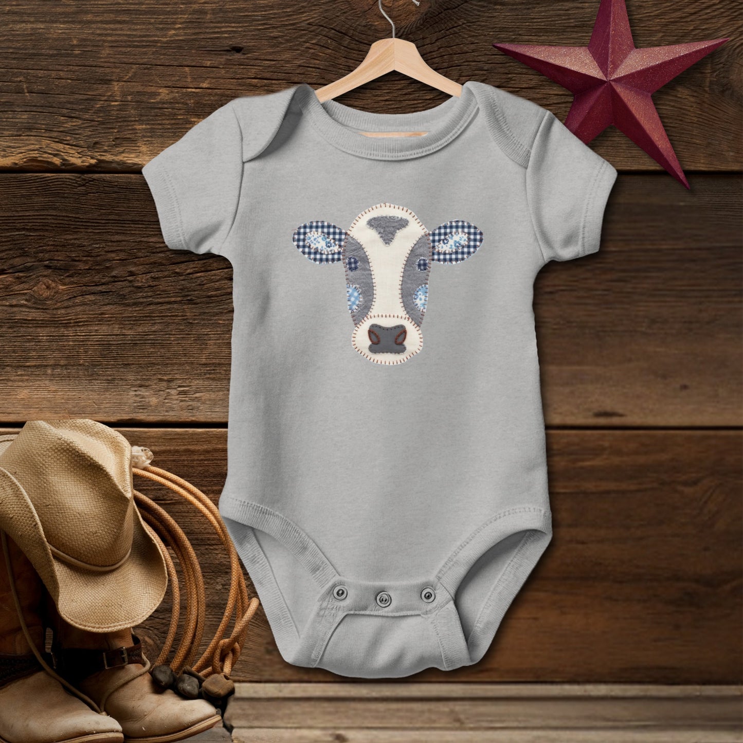 Faux Patchwork Cow Bodysuit (Baby)