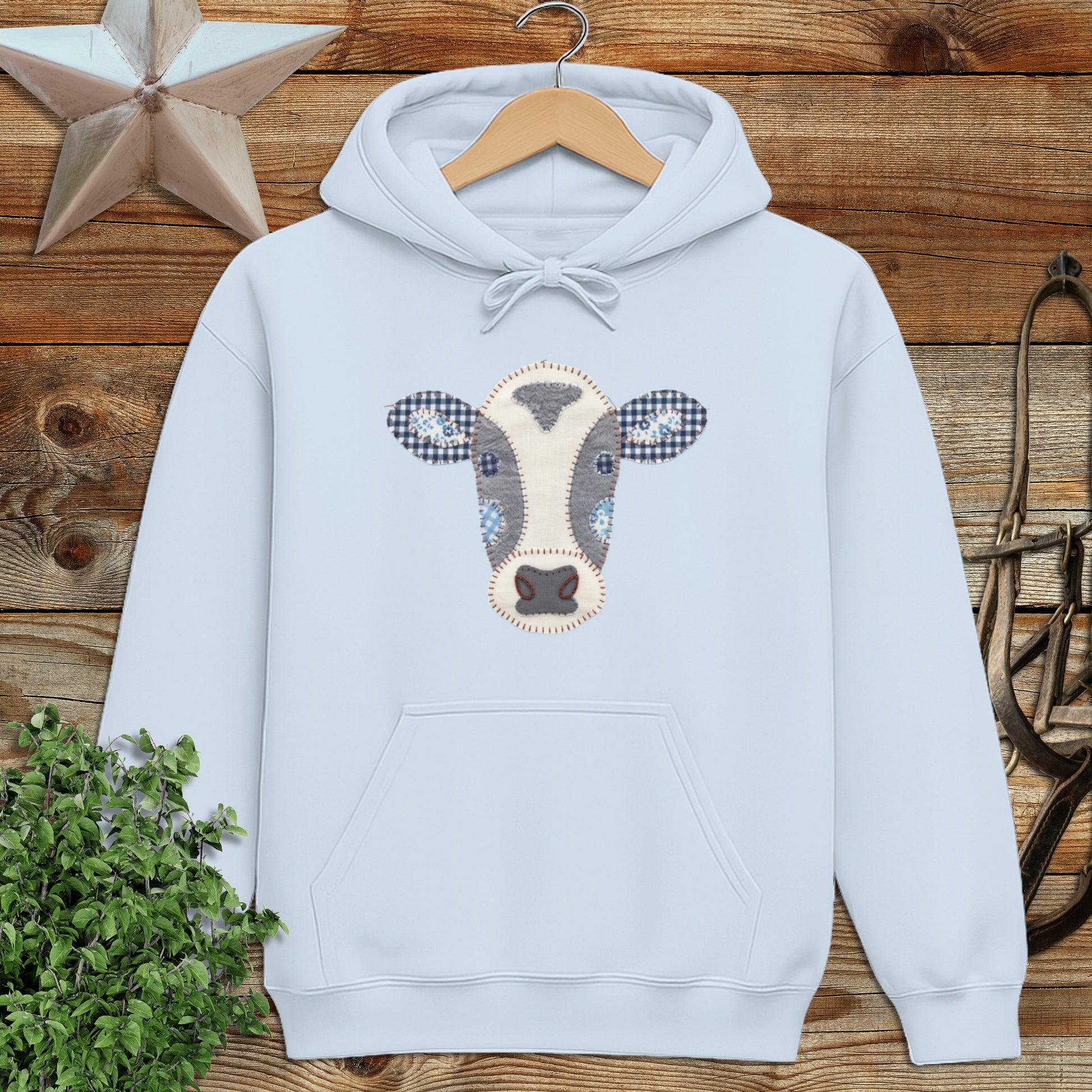 Faux Patchwork Cow Hoodie