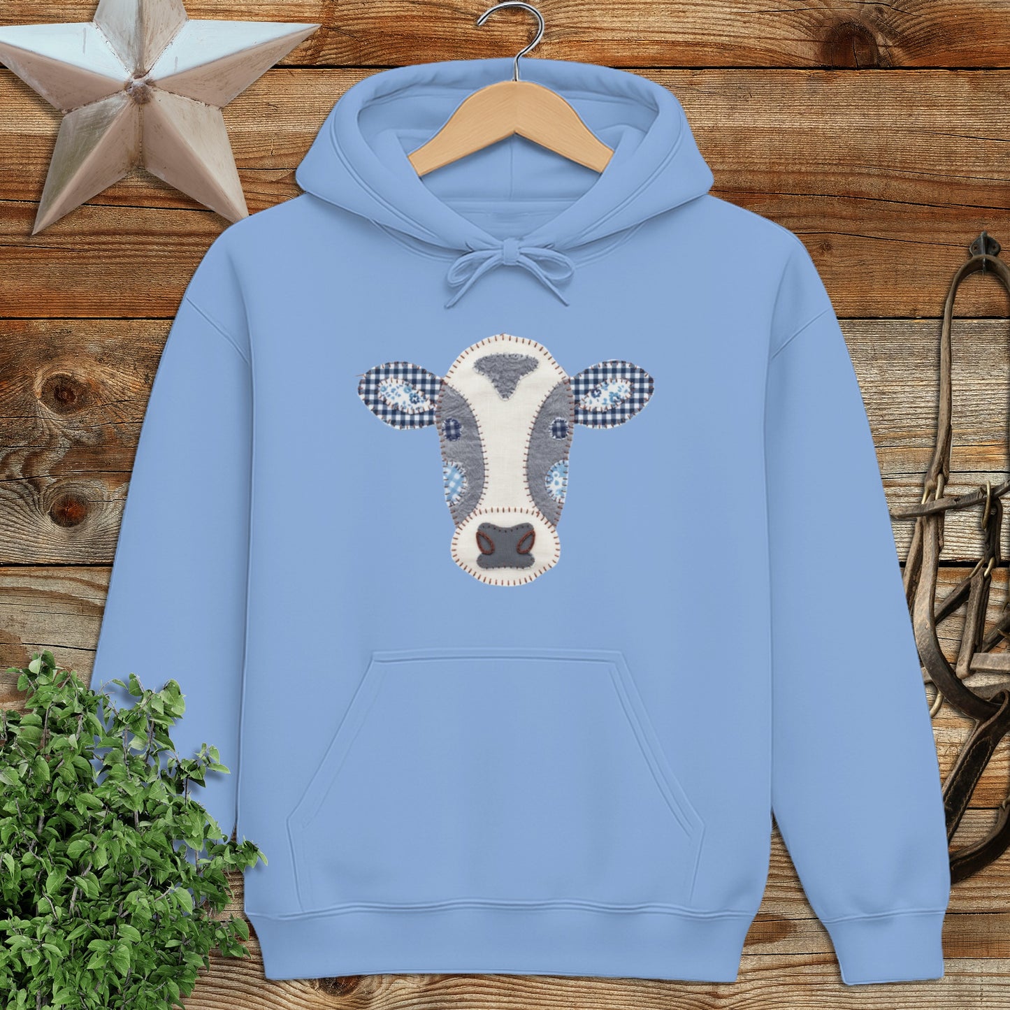 Faux Patchwork Cow Hoodie