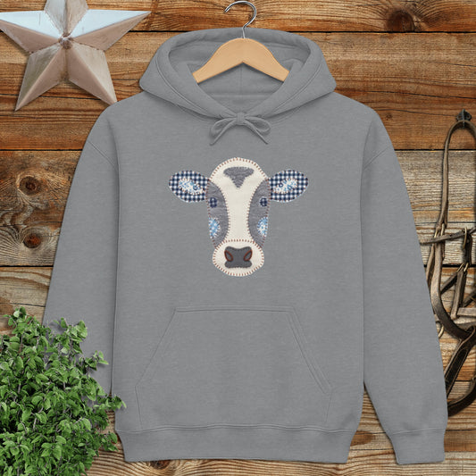 Faux Patchwork Cow Hoodie