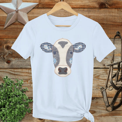 Faux Patchwork Cow Ladies Tee