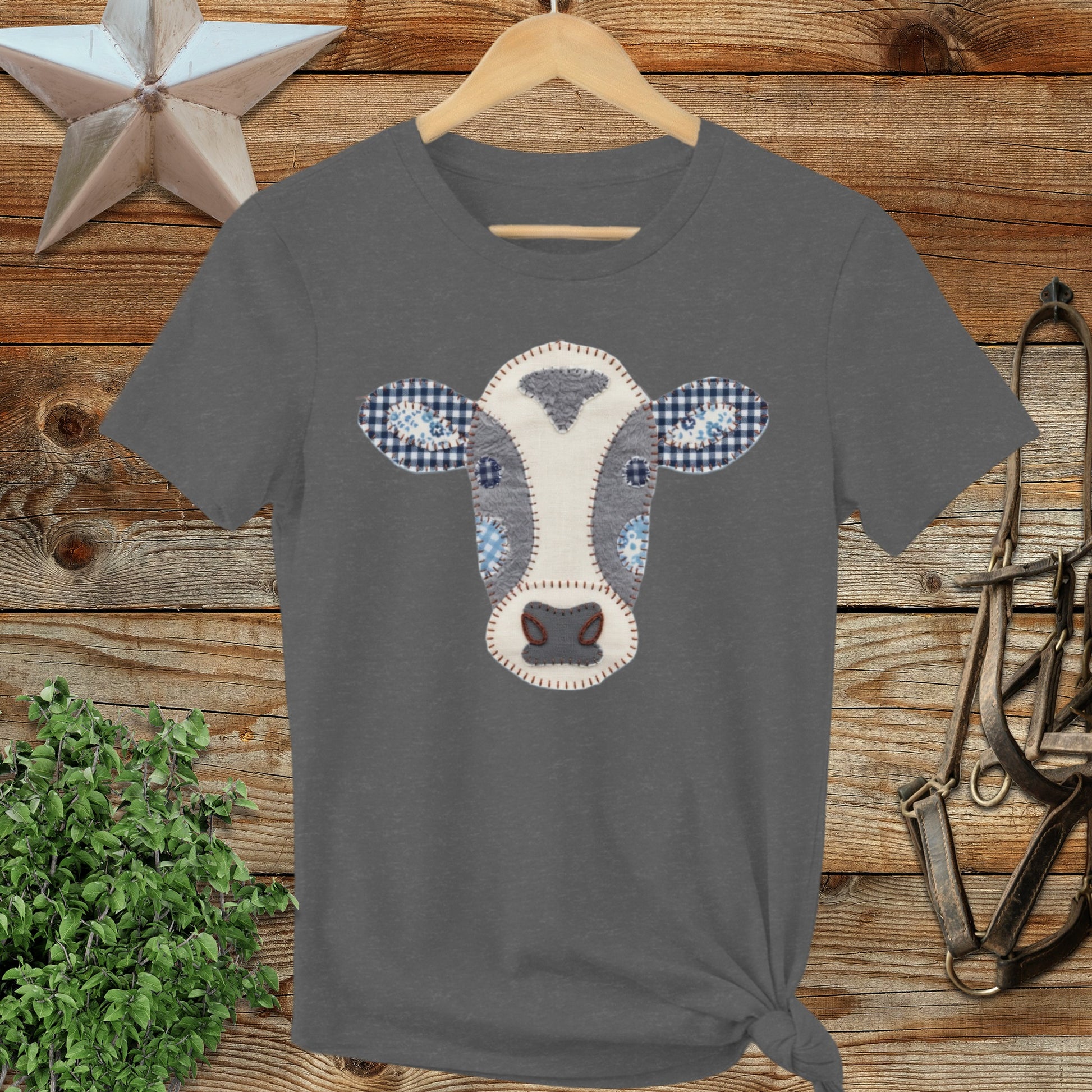 Faux Patchwork Cow Ladies Tee