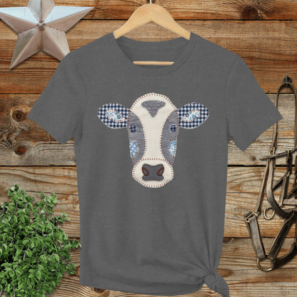 Faux Patchwork Cow Ladies Tee