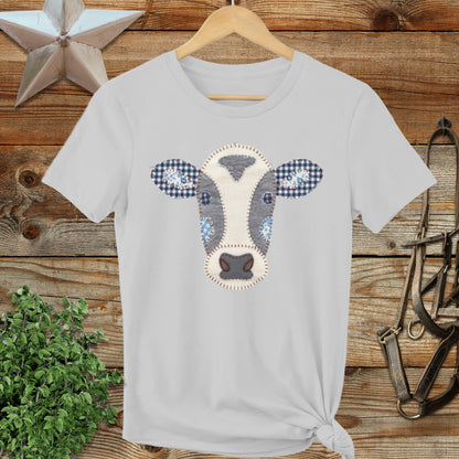 Faux Patchwork Cow Ladies Tee