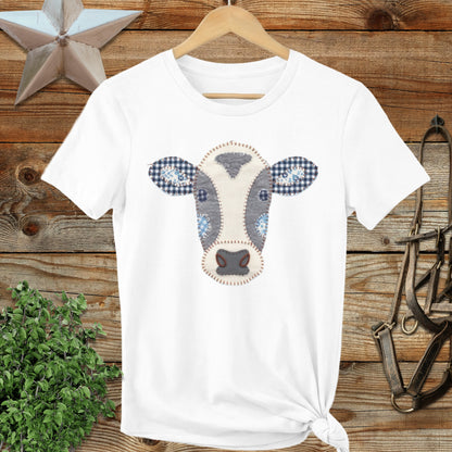 Faux Patchwork Cow Ladies Tee