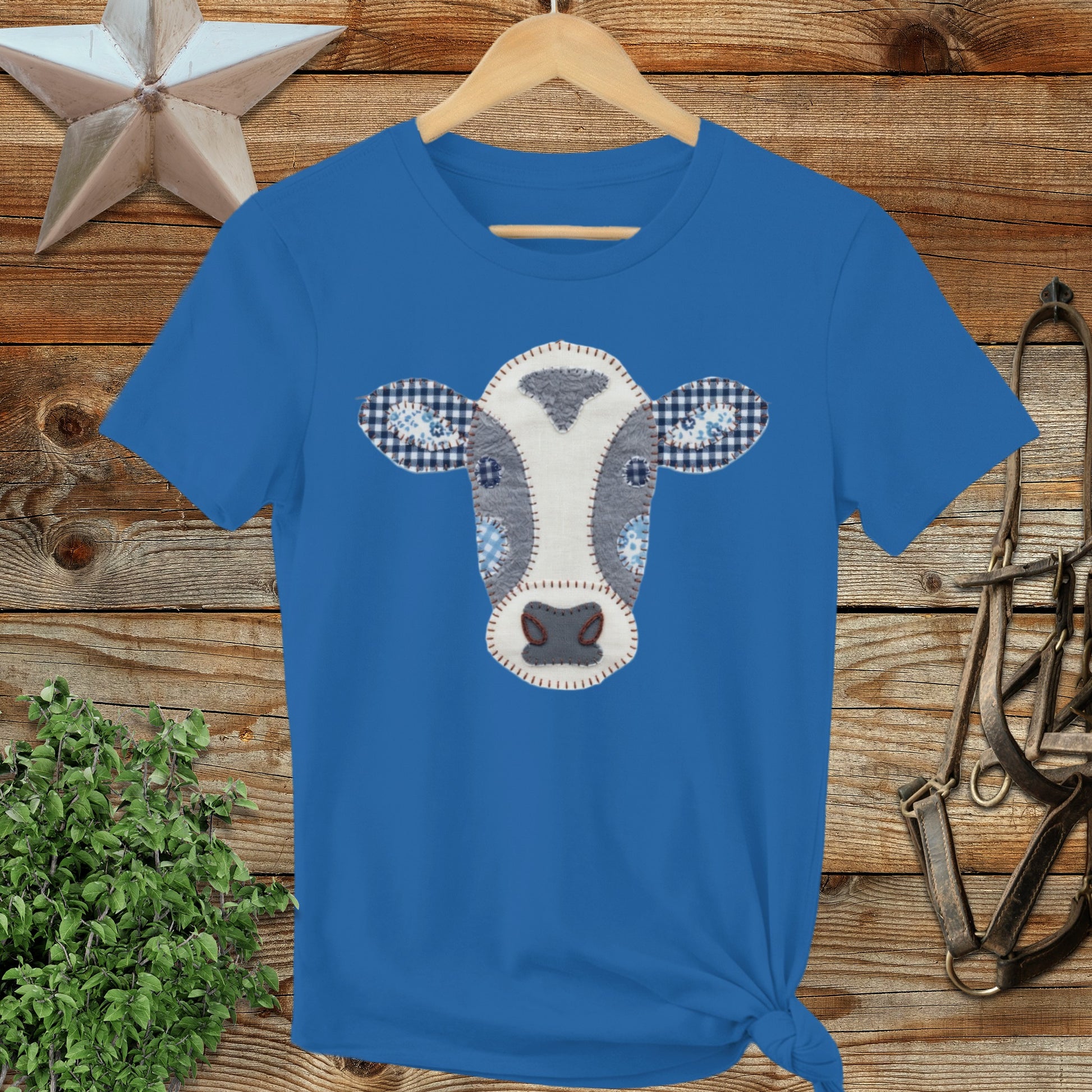 Faux Patchwork Cow Ladies Tee