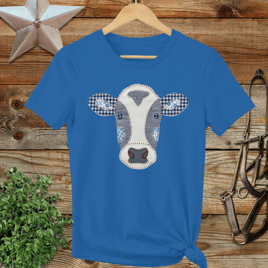 Faux Patchwork Cow Ladies Tee