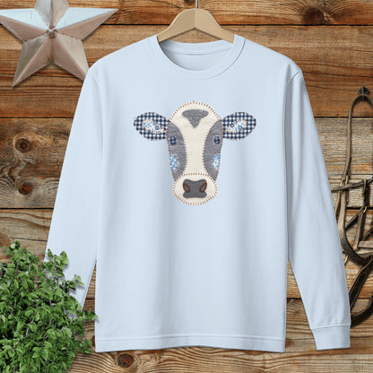 Faux Patchwork Cow Long Sleeve Tee