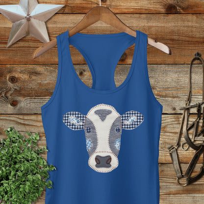 Faux Patchwork Cow Racerback Tank