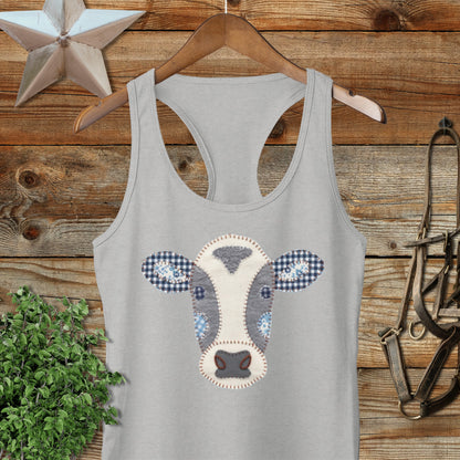 Faux Patchwork Cow Racerback Tank