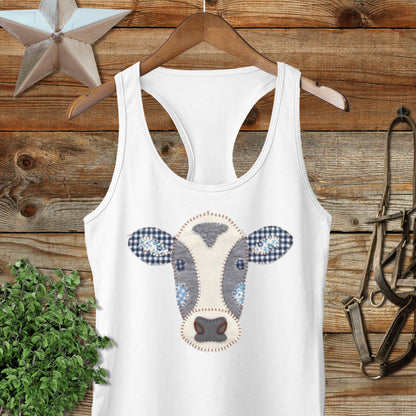 Faux Patchwork Cow Racerback Tank
