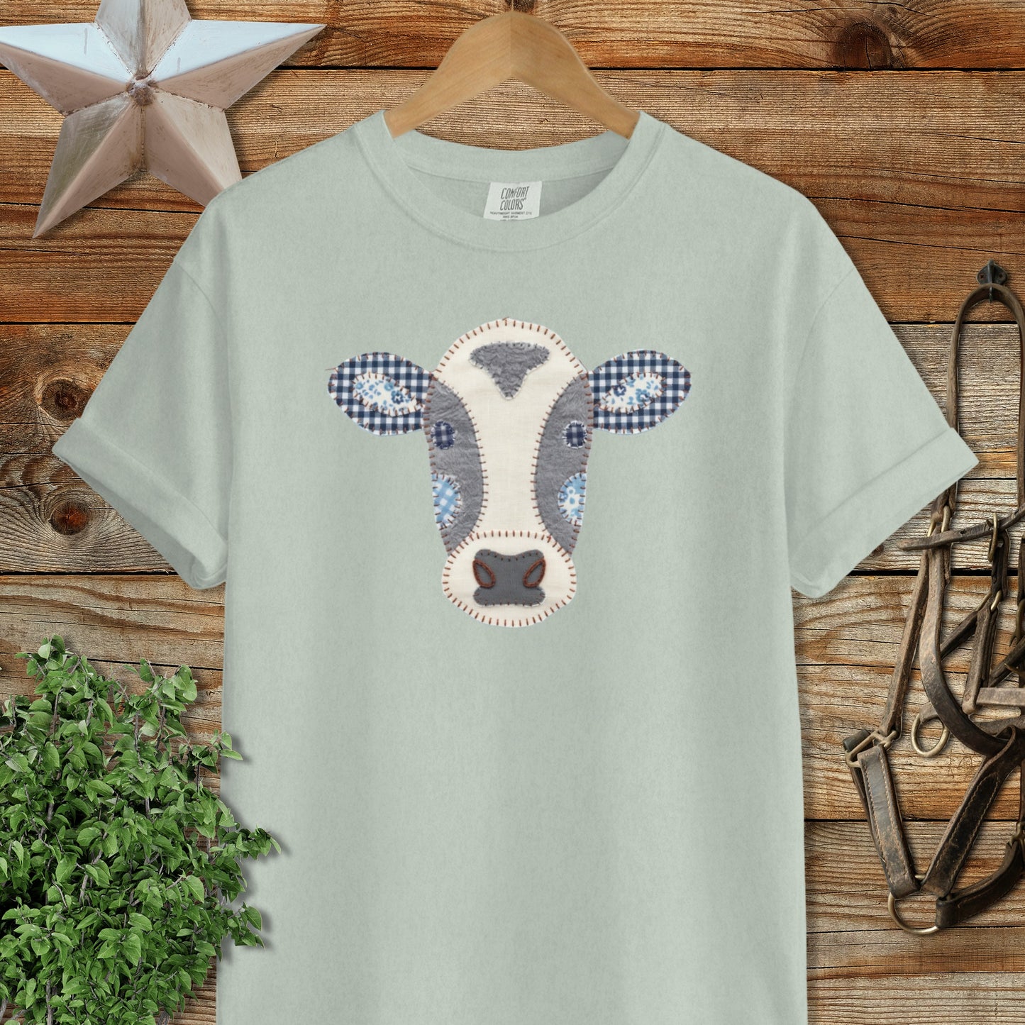 Faux Patchwork Cow Signature Tee