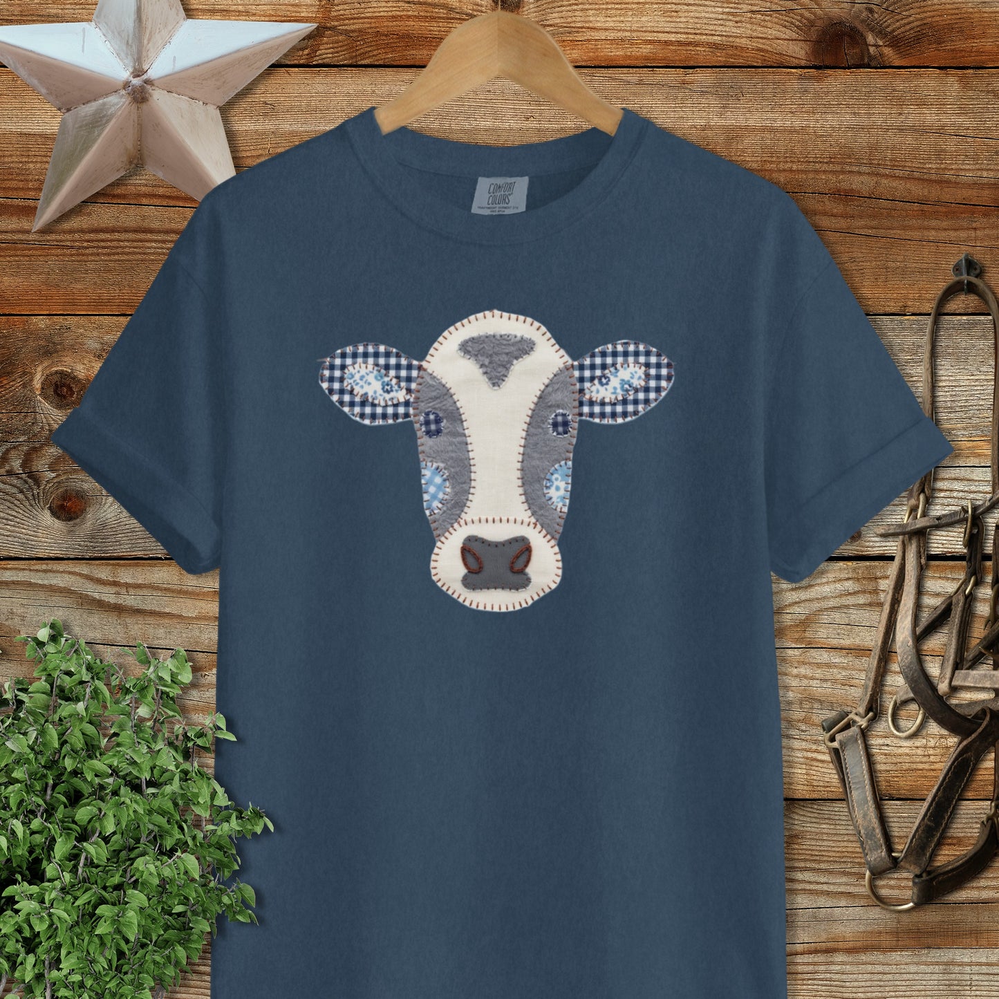 Faux Patchwork Cow Signature Tee