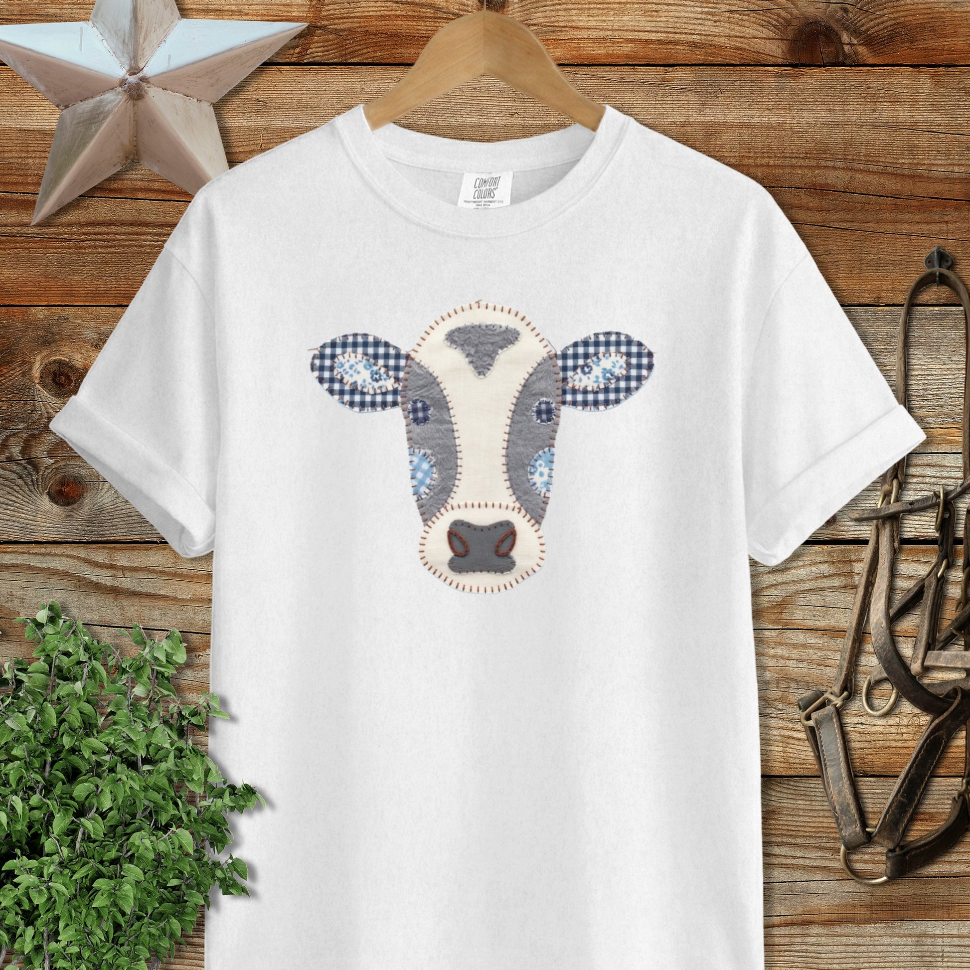 Faux Patchwork Cow Signature Tee