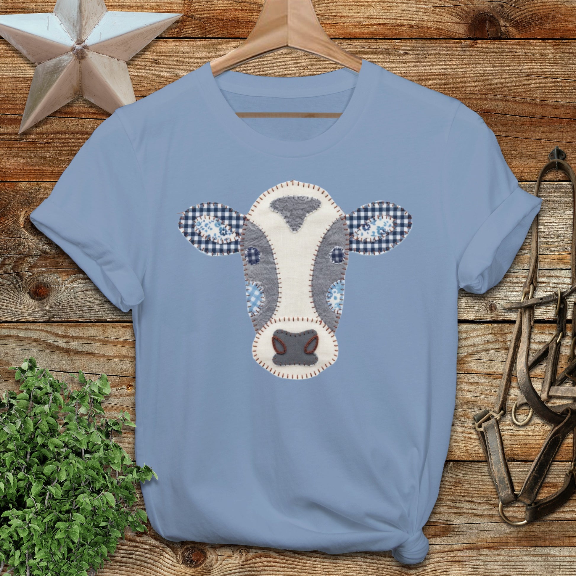 Faux Patchwork Cow Softstyle Tee