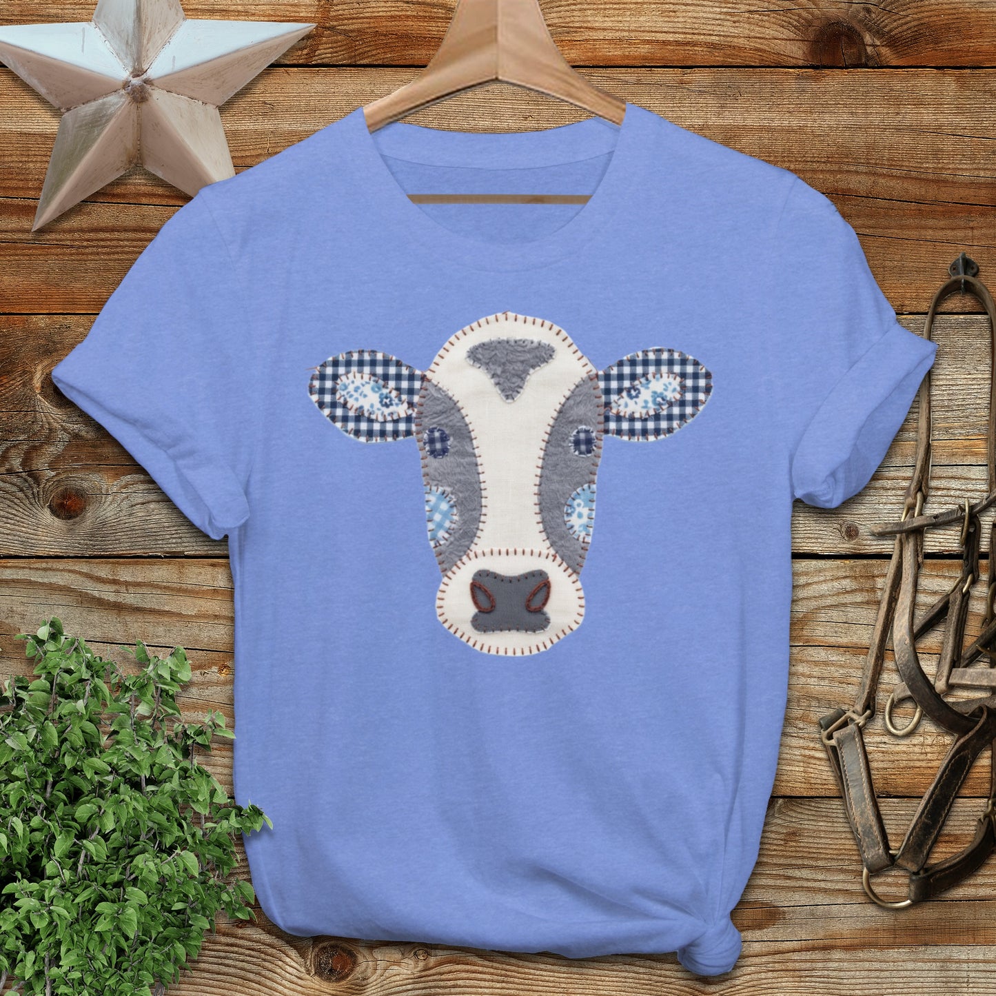Faux Patchwork Cow Softstyle Tee